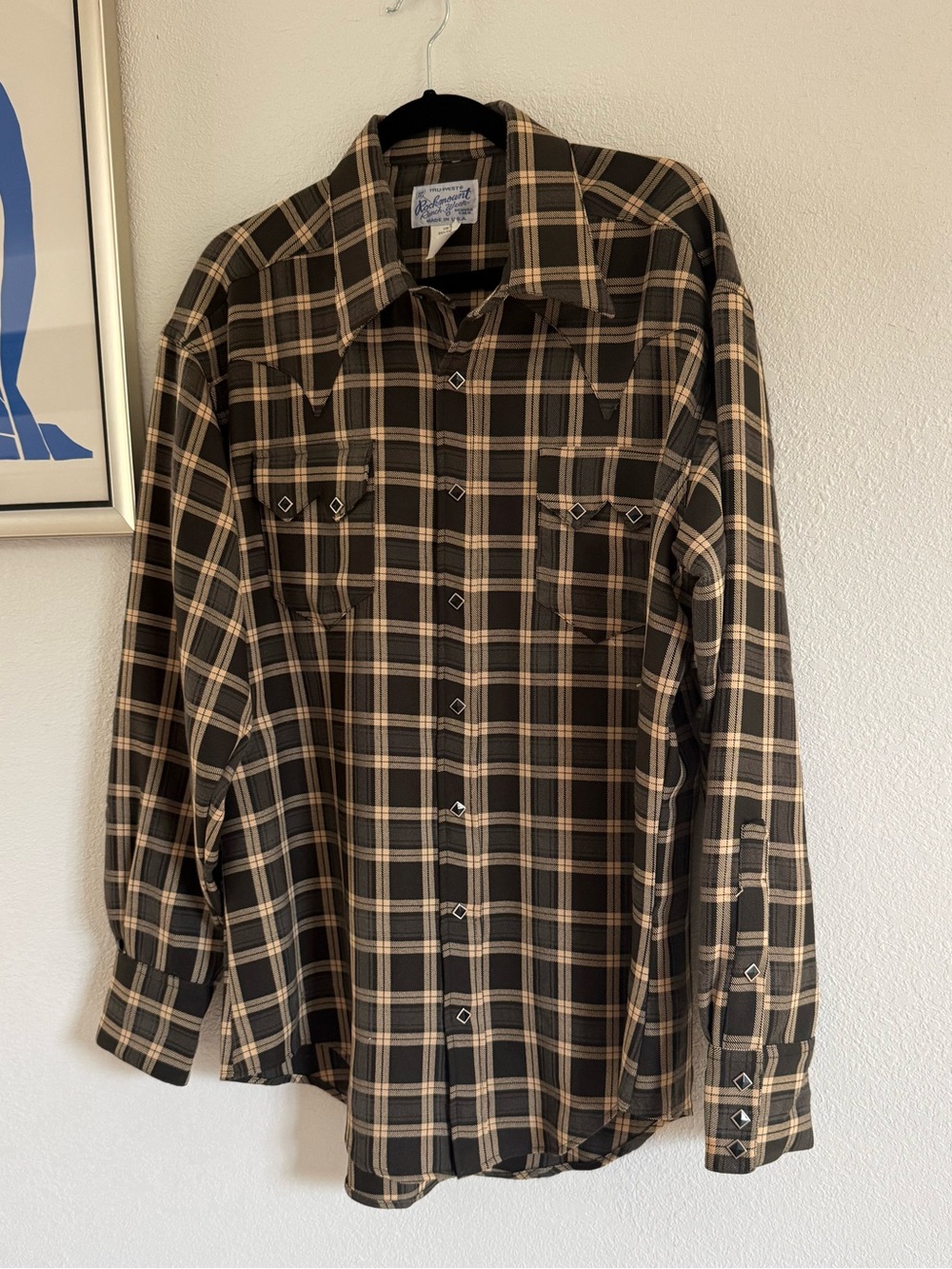 Rockmount Ranch Wear Western Shirt Plaid Saw Tooth Mens Large Relaxed Fit L